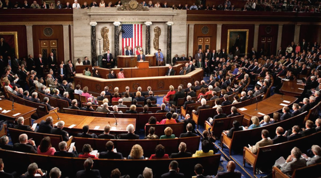 The U.S. Senate chamber, where a contentious legislative battle over President Trump's bill is unfolding.
