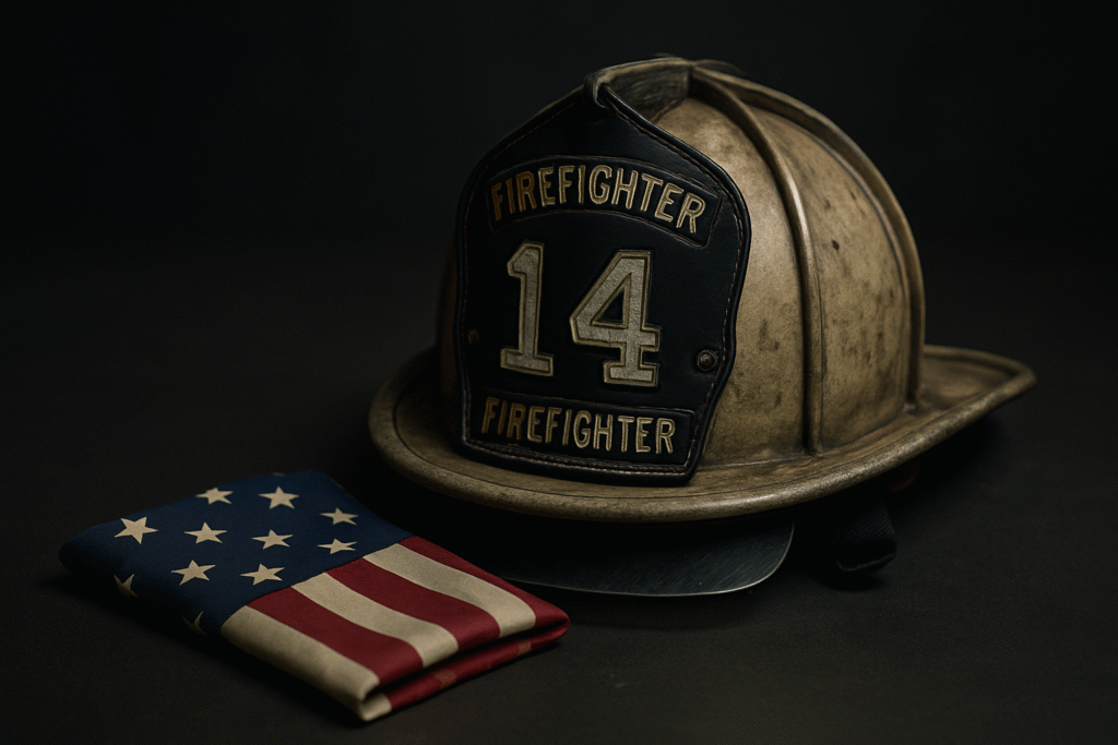 A firefighter's helmet serves as a memorial, honoring Corey Comperatore, who was killed in the Trump assassination attempt.