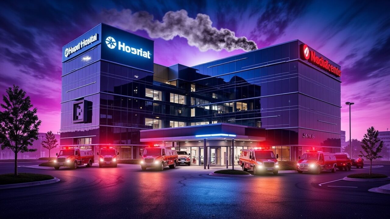 Smoke rising from Nasser Hospital in Gaza after an Israeli military strike.